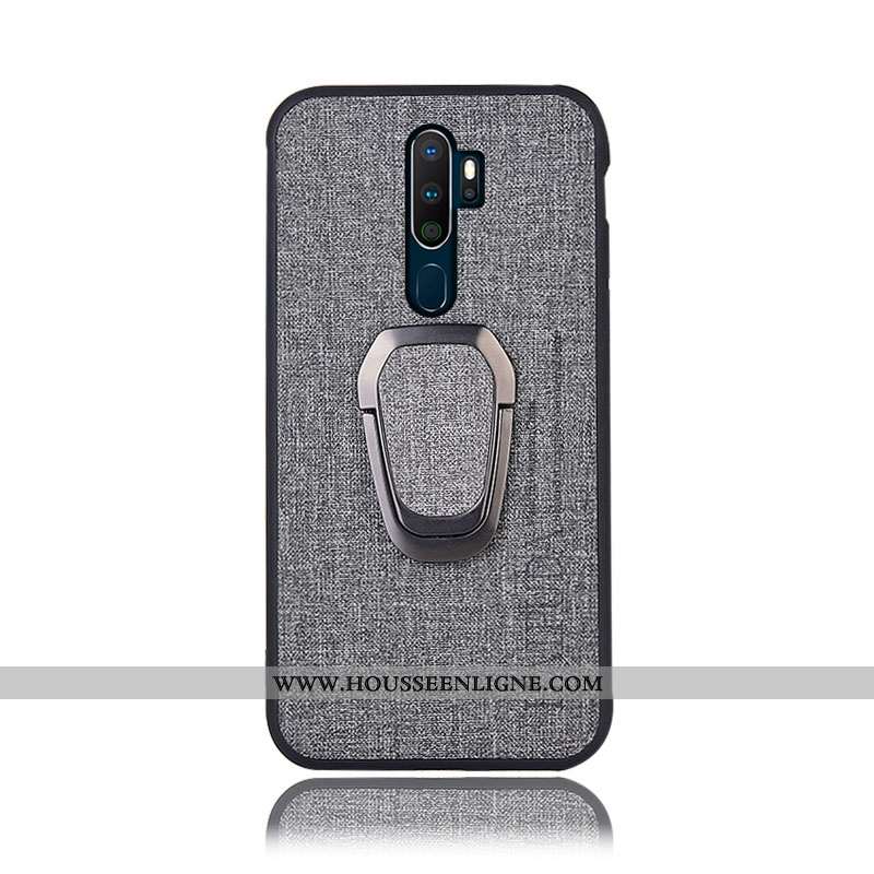 Coque Oppo A9 2020 Protection Étui Couvercle Arrière Lin Gris Support