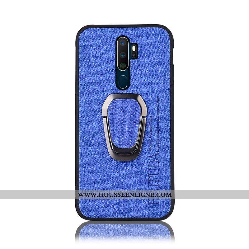Coque Oppo A9 2020 Protection Étui Couvercle Arrière Lin Gris Support