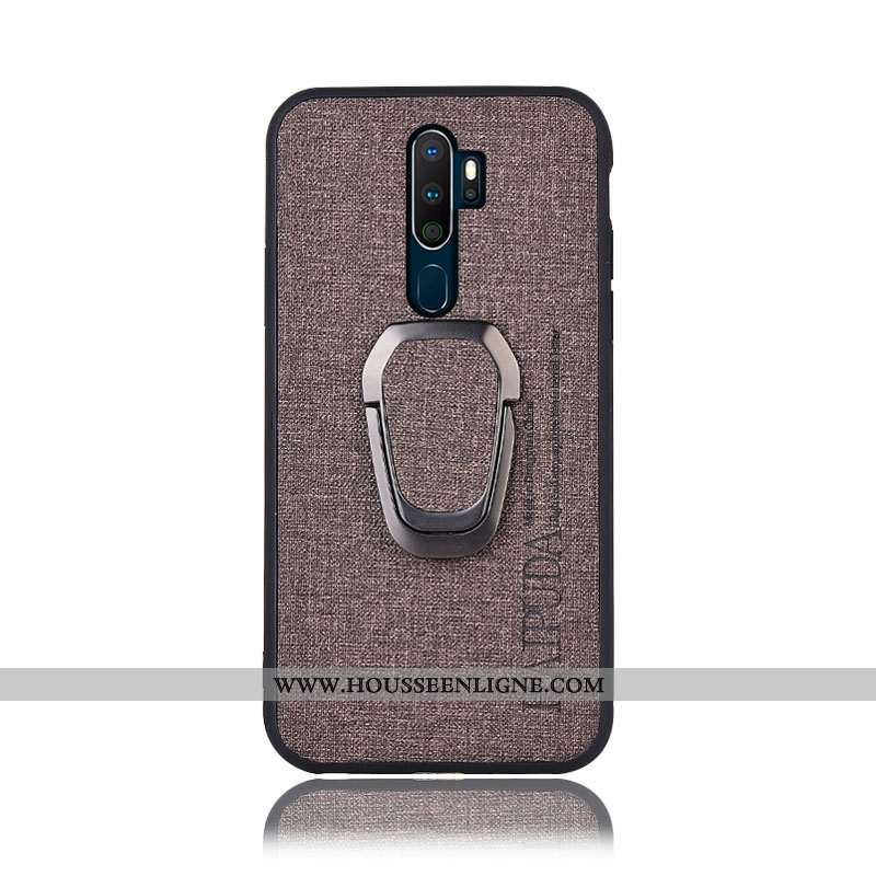 Coque Oppo A9 2020 Protection Étui Couvercle Arrière Lin Gris Support