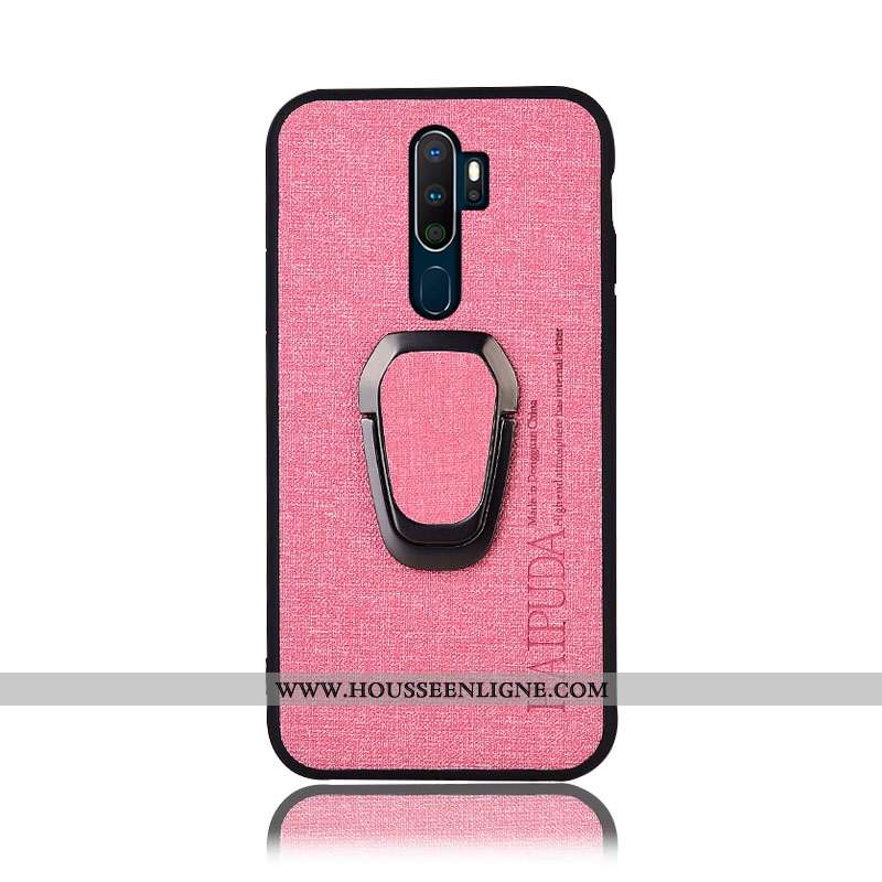 Coque Oppo A9 2020 Protection Étui Couvercle Arrière Lin Gris Support