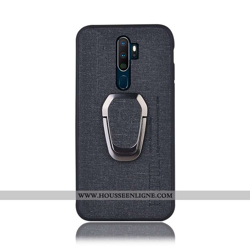 Coque Oppo A9 2020 Protection Étui Couvercle Arrière Lin Gris Support