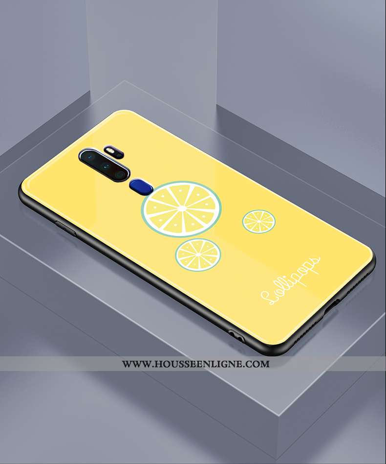 Coque Oppo A9 2020 Tendance Mode Étui Verre Tout Compris Créatif Jaune