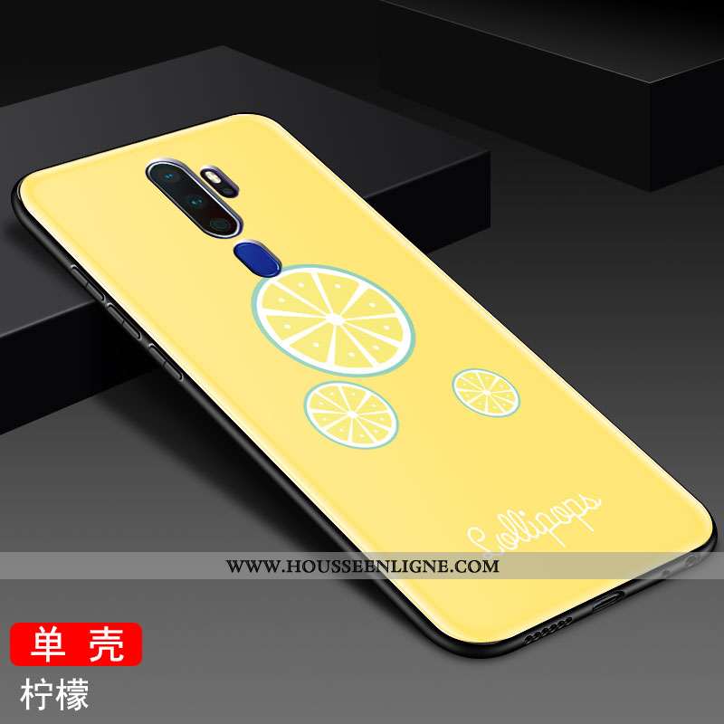 Coque Oppo A9 2020 Tendance Mode Étui Verre Tout Compris Créatif Jaune