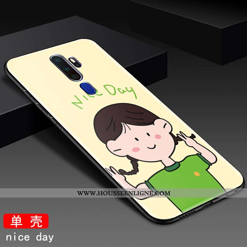 Coque Oppo A9 2020 Tendance Mode Étui Verre Tout Compris Créatif Jaune