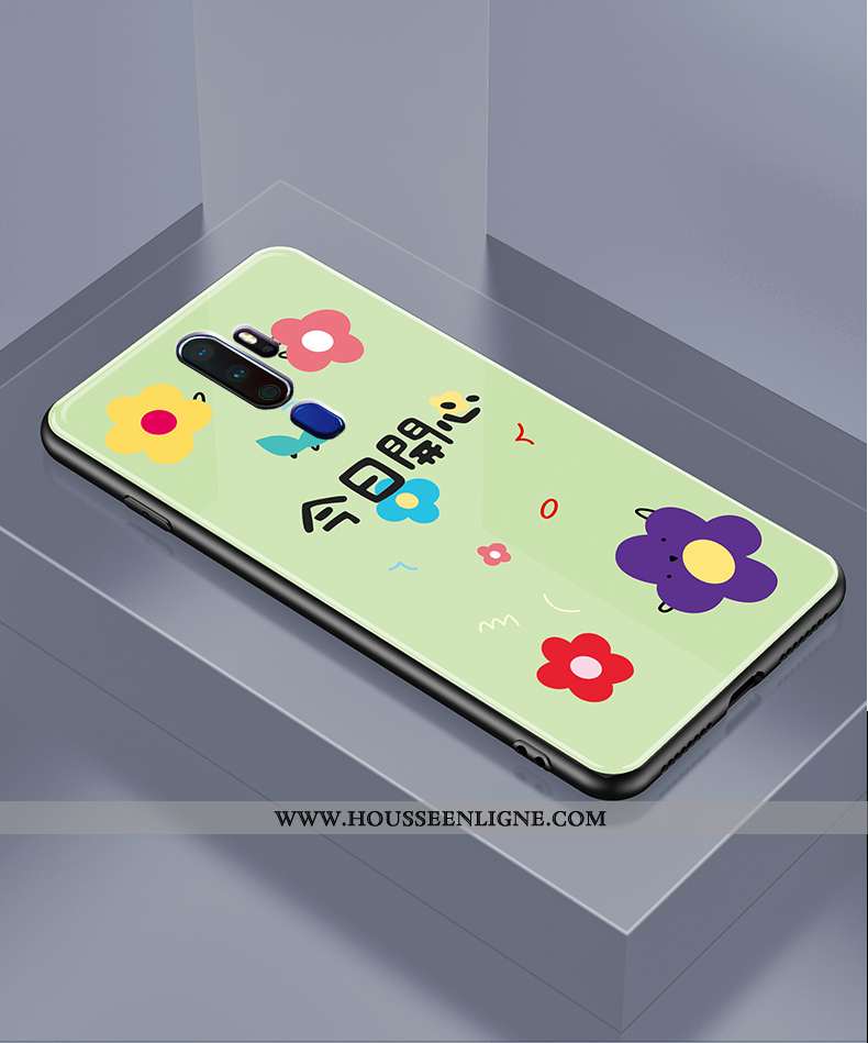 Coque Oppo A9 2020 Tendance Mode Étui Verre Tout Compris Créatif Jaune