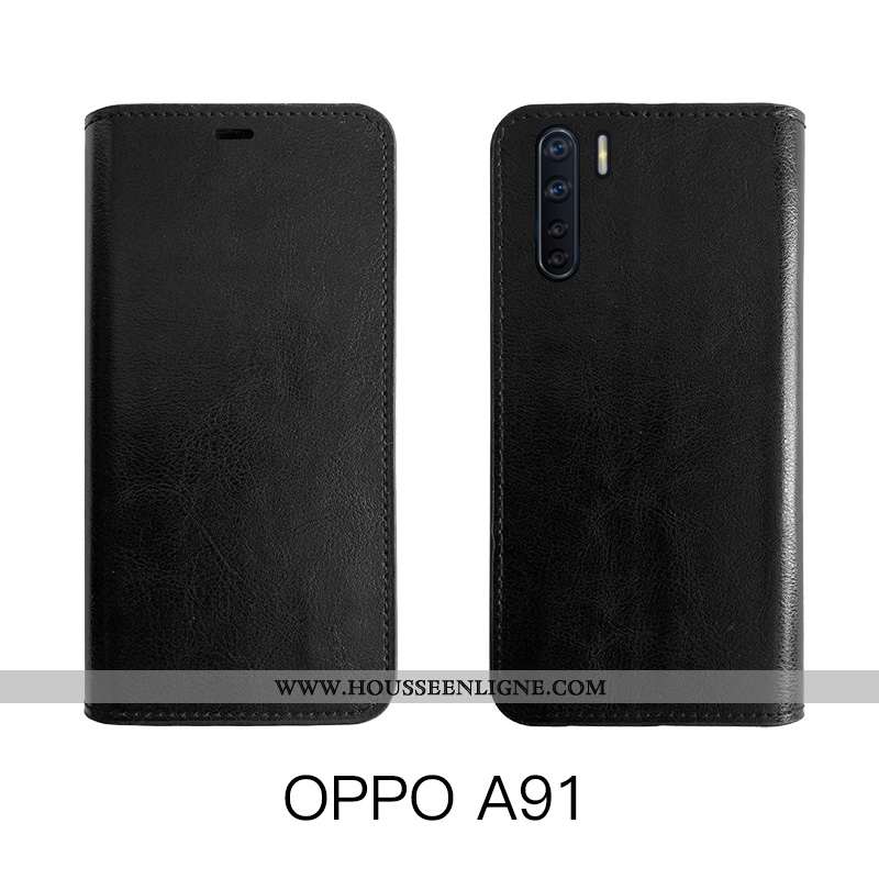Coque Oppo A91 Cuir Protection Véritable Étui Housse Bovins Marron
