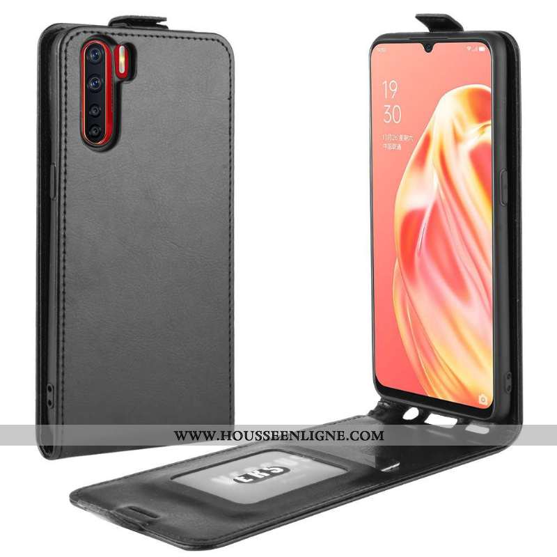 Coque Oppo A91 Cuir Silicone Étui Téléphone Portable Noir Clamshell