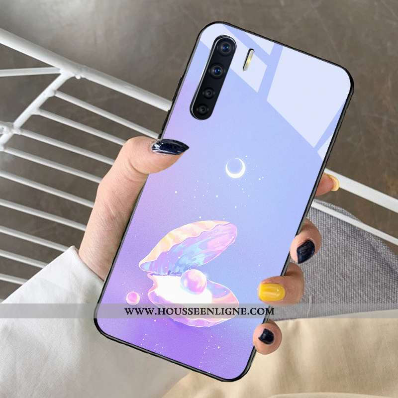 Coque Oppo A91 Dessin Animé Tendance Rêver Net Rouge Incassable Verre Violet