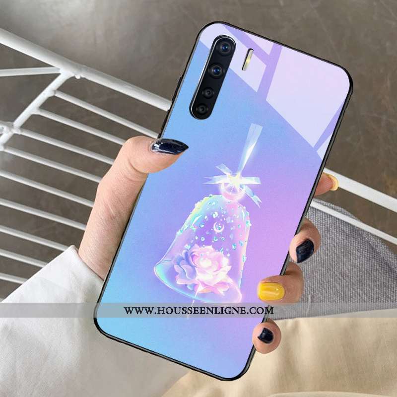 Coque Oppo A91 Dessin Animé Tendance Rêver Net Rouge Incassable Verre Violet
