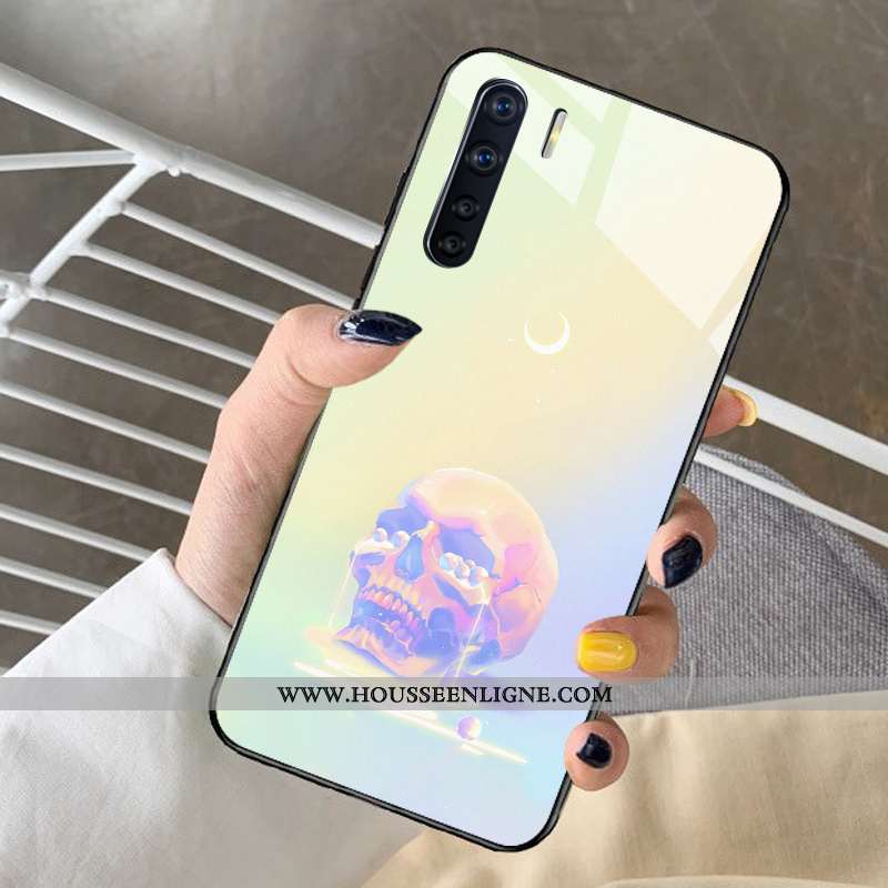 Coque Oppo A91 Dessin Animé Tendance Rêver Net Rouge Incassable Verre Violet