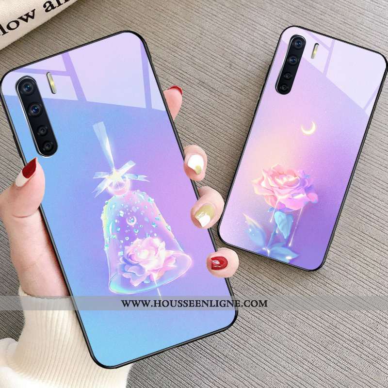 Coque Oppo A91 Dessin Animé Tendance Rêver Net Rouge Incassable Verre Violet