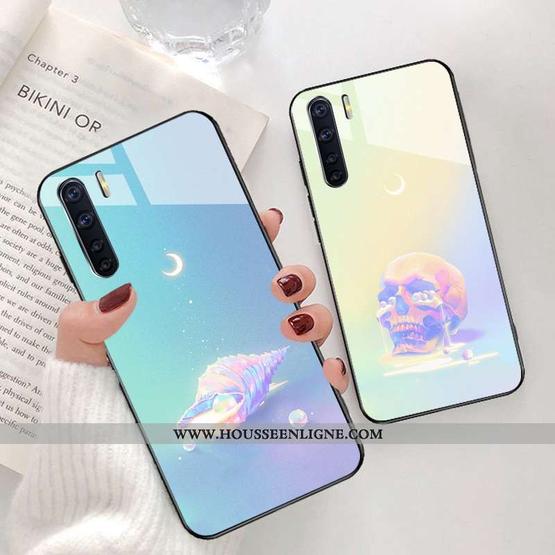 Coque Oppo A91 Dessin Animé Tendance Rêver Net Rouge Incassable Verre Violet