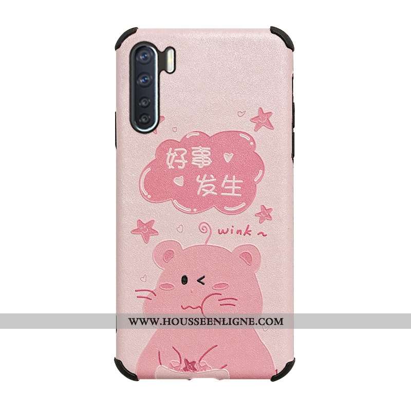 Coque Oppo A91 Délavé En Daim Tendance Protection Silicone Étui Net Rouge Fluide Doux Rose