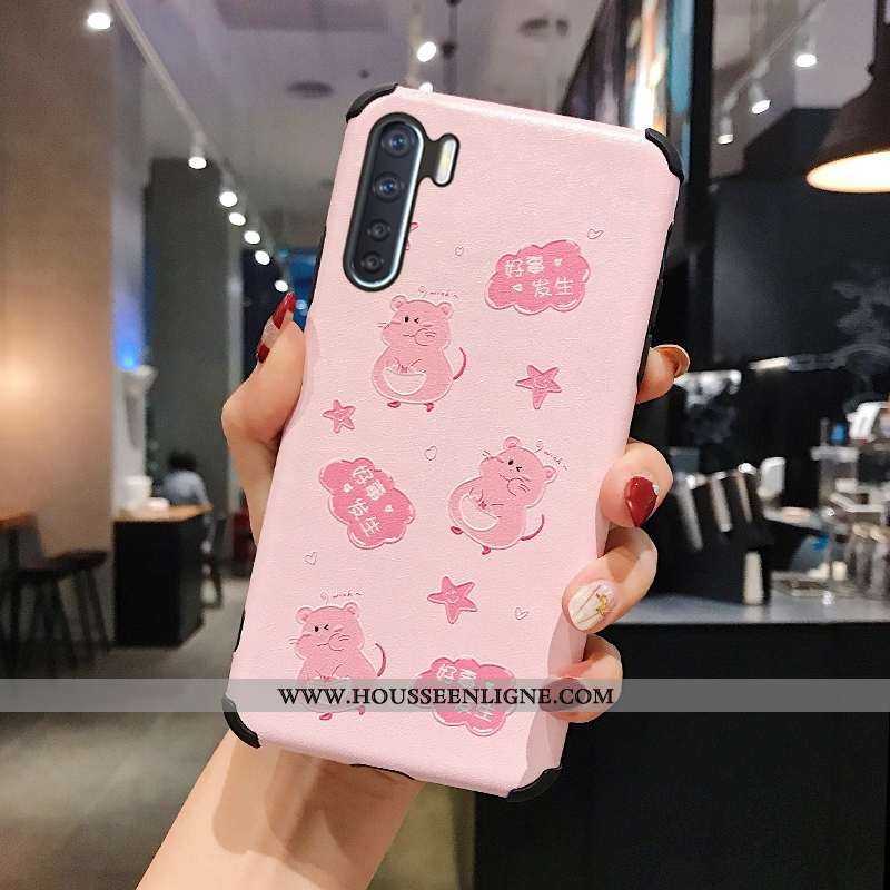 Coque Oppo A91 Délavé En Daim Tendance Protection Silicone Étui Net Rouge Fluide Doux Rose