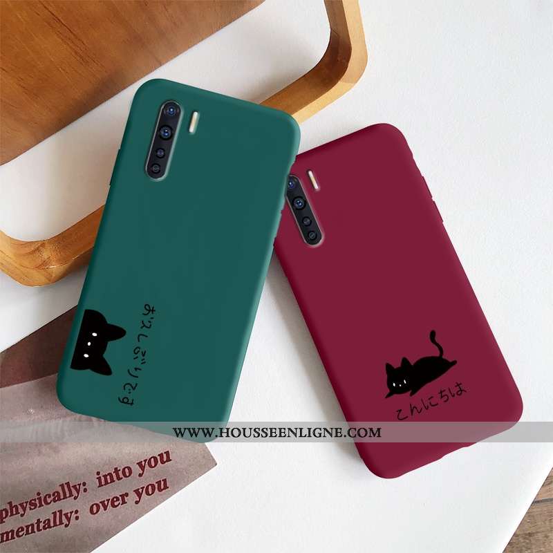 Coque Oppo A91 Fluide Doux Silicone Petit Tout Compris Clair Frais Charmant Verte