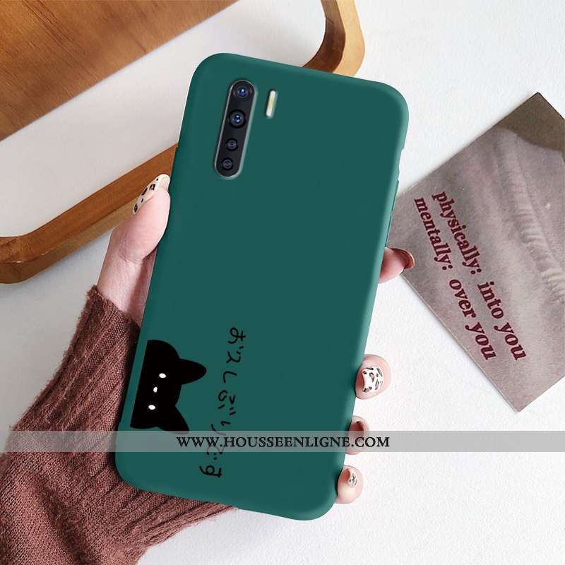 Coque Oppo A91 Fluide Doux Silicone Petit Tout Compris Clair Frais Charmant Verte
