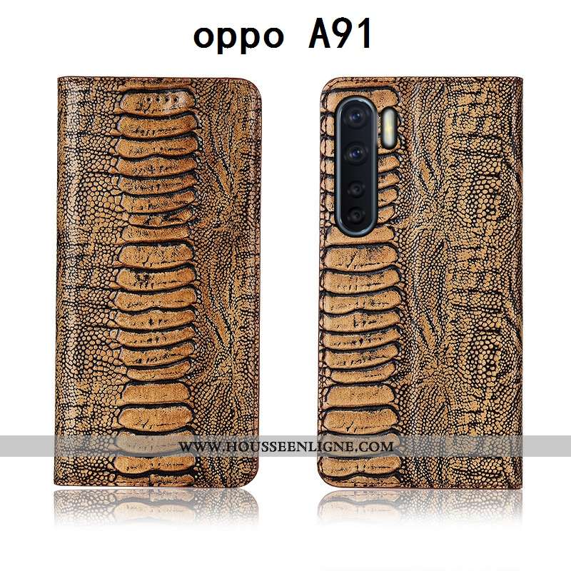 Coque Oppo A91 Fluide Doux Silicone Téléphone Portable Cuir Véritable Jeunesse Cuir Protection Marro