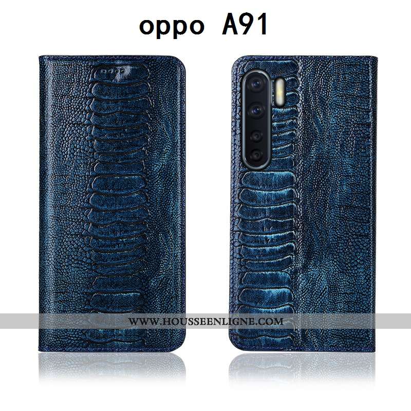 Coque Oppo A91 Fluide Doux Silicone Téléphone Portable Cuir Véritable Jeunesse Cuir Protection Marro
