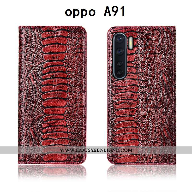Coque Oppo A91 Fluide Doux Silicone Téléphone Portable Cuir Véritable Jeunesse Cuir Protection Marro