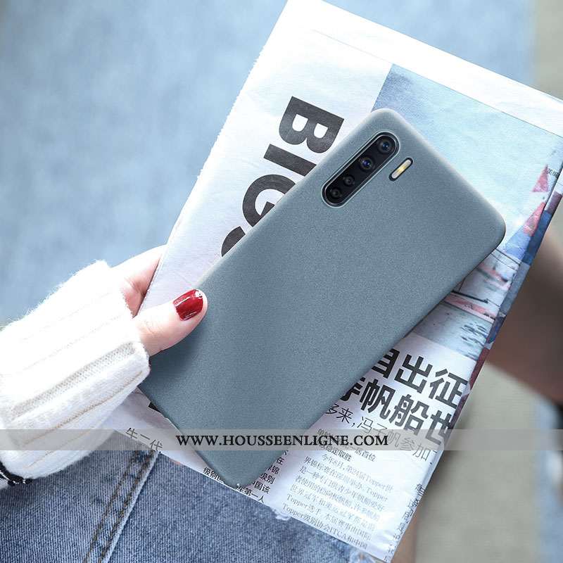 Coque Oppo A91 Légère Délavé En Daim Tendance Couleur Unie Net Rouge Gris Ultra