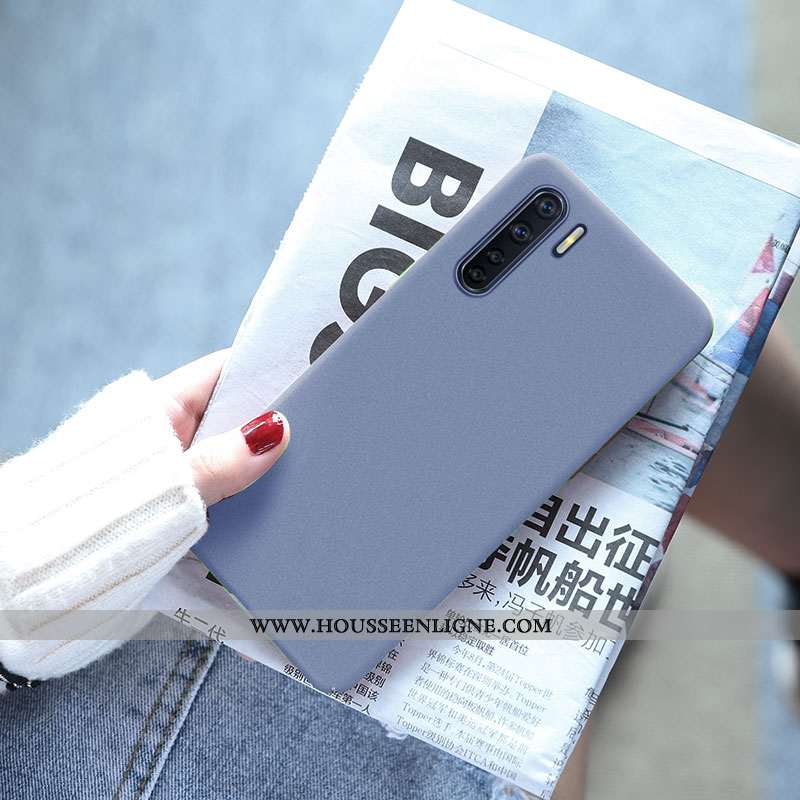 Coque Oppo A91 Légère Délavé En Daim Tendance Couleur Unie Net Rouge Gris Ultra