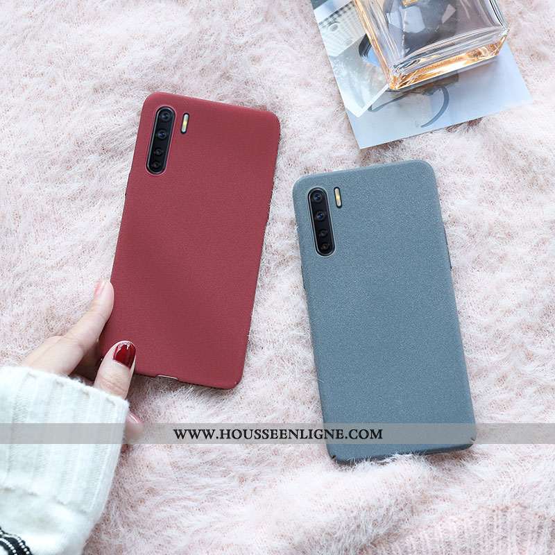 Coque Oppo A91 Légère Délavé En Daim Tendance Couleur Unie Net Rouge Gris Ultra