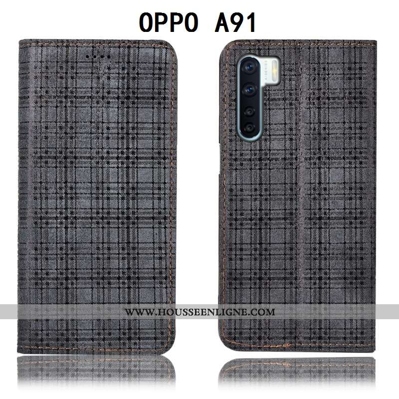 Coque Oppo A91 Modèle Fleurie Protection Velours Étui Plaid Housse Bordeaux