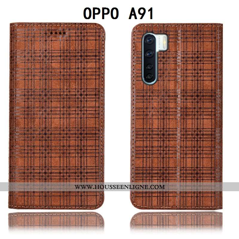 Coque Oppo A91 Modèle Fleurie Protection Velours Étui Plaid Housse Bordeaux