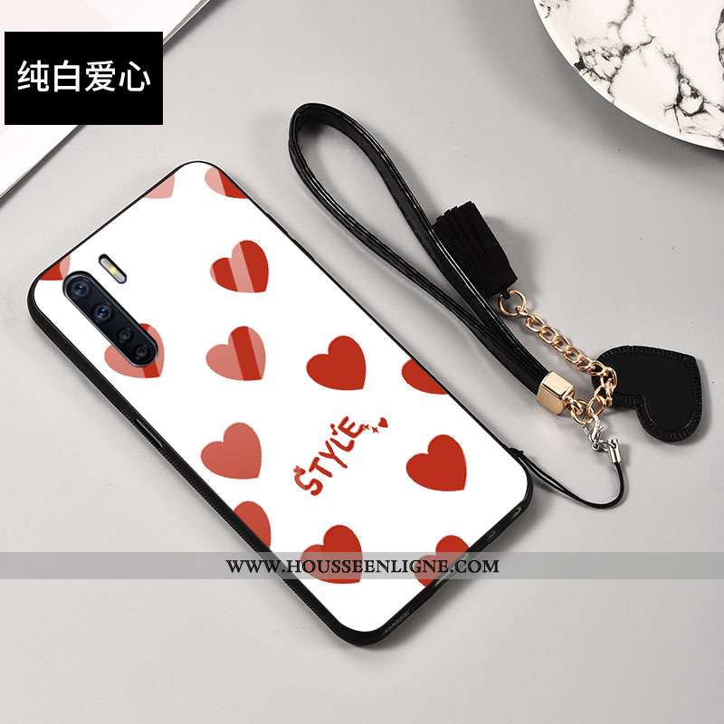 Coque Oppo A91 Personnalité Créatif Téléphone Portable Verre Tendance Incassable Rouge