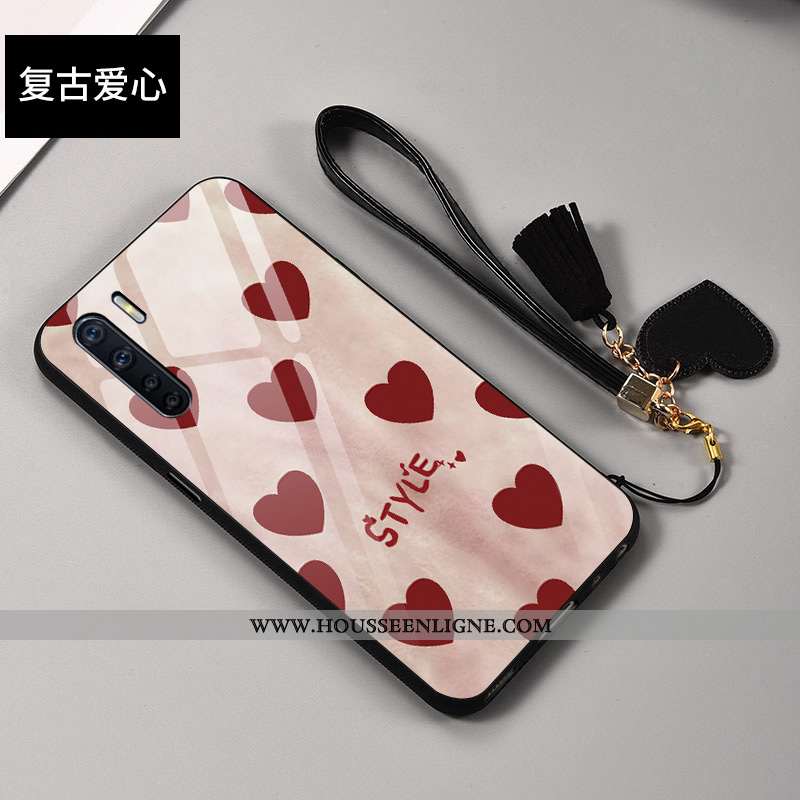 Coque Oppo A91 Personnalité Créatif Téléphone Portable Verre Tendance Incassable Rouge