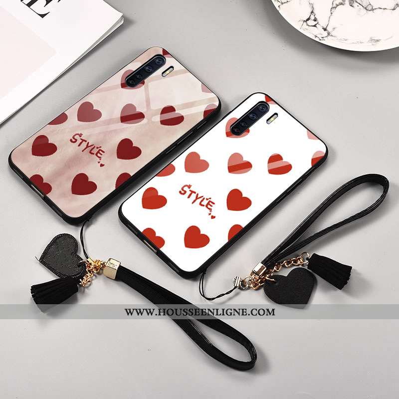 Coque Oppo A91 Personnalité Créatif Téléphone Portable Verre Tendance Incassable Rouge