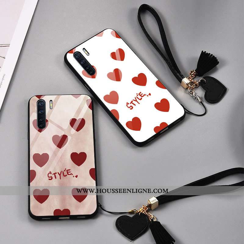 Coque Oppo A91 Personnalité Créatif Téléphone Portable Verre Tendance Incassable Rouge