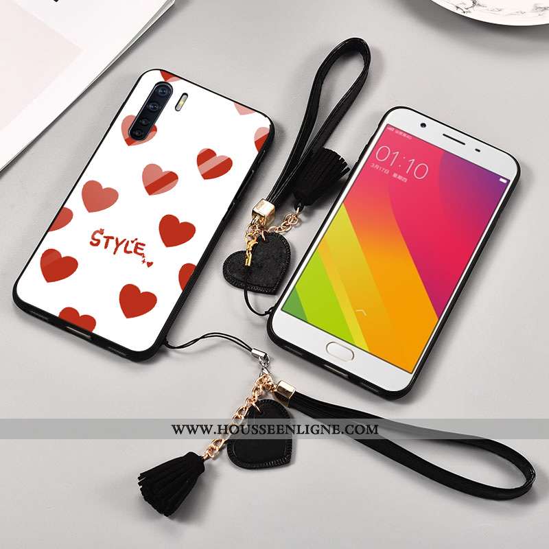 Coque Oppo A91 Personnalité Créatif Téléphone Portable Verre Tendance Incassable Rouge