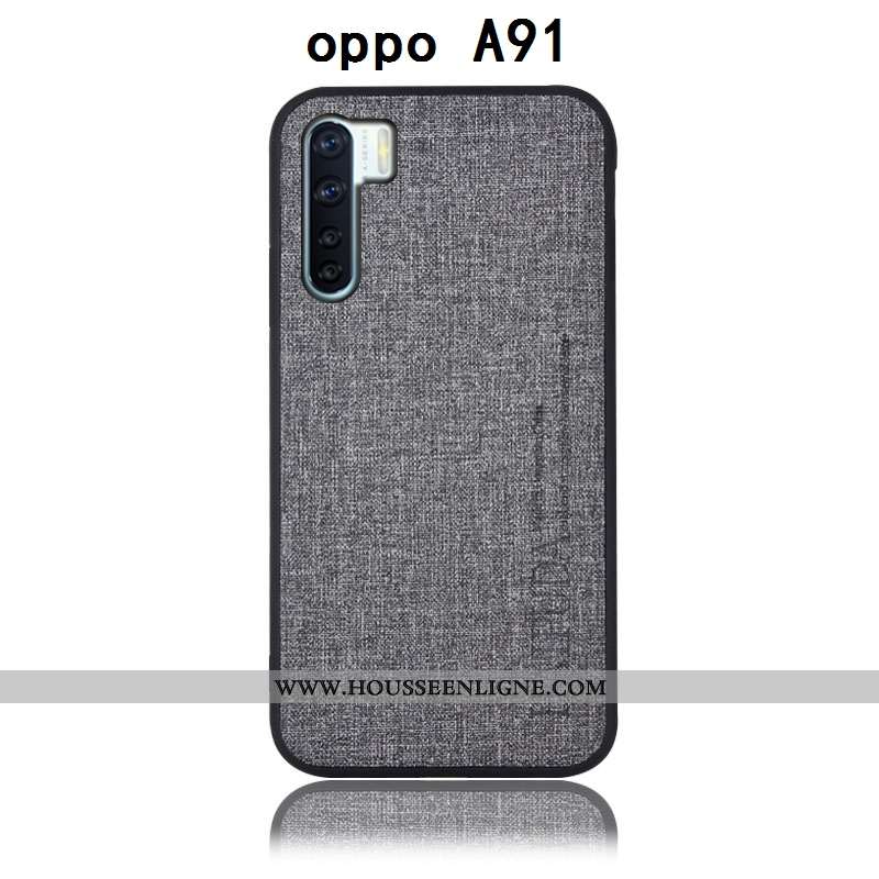 Coque Oppo A91 Protection Cuir Incassable Étui Téléphone Portable Gris