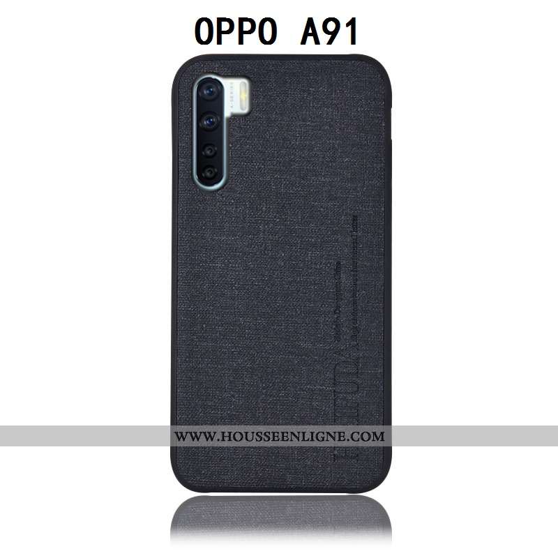 Coque Oppo A91 Protection Cuir Incassable Étui Téléphone Portable Gris