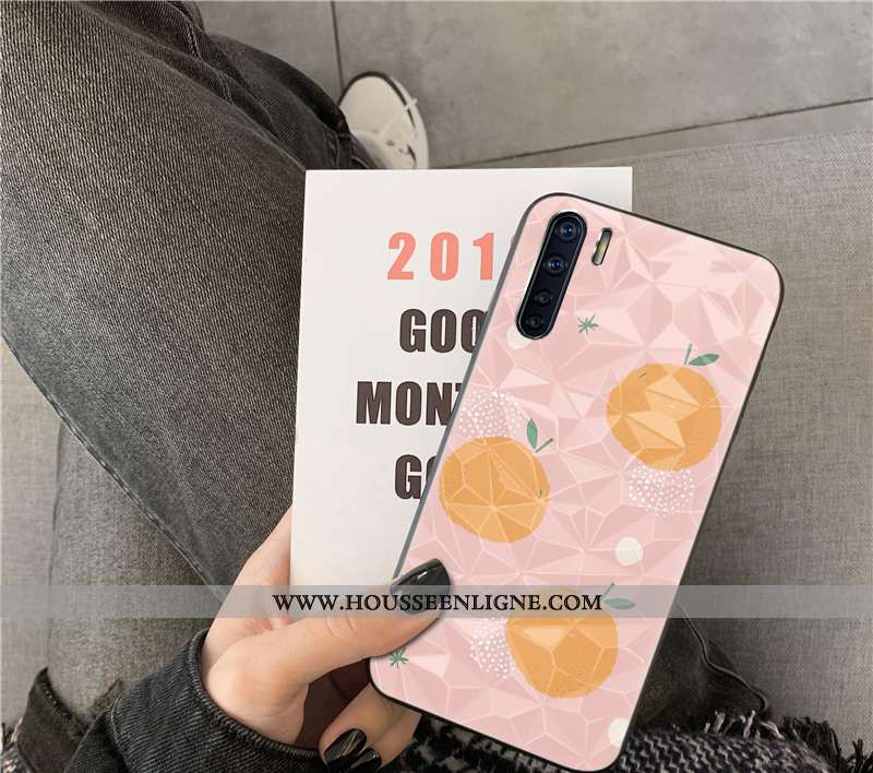 Coque Oppo A91 Protection Modèle Fleurie Orange Étui Fluide Doux Téléphone Portable