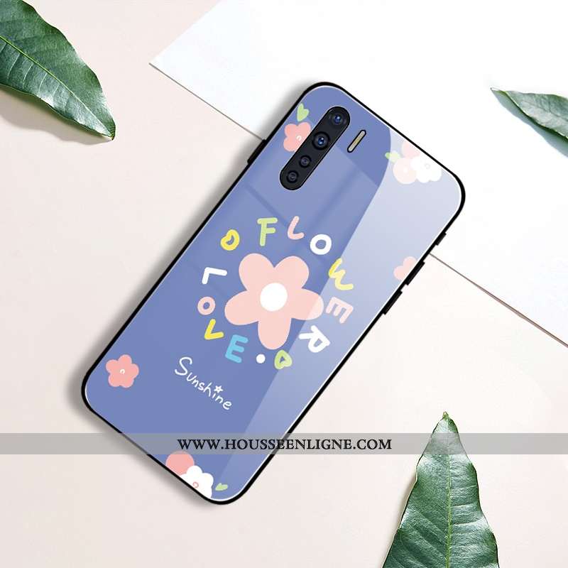Coque Oppo A91 Protection Verre Bleu Téléphone Portable Silicone Miroir
