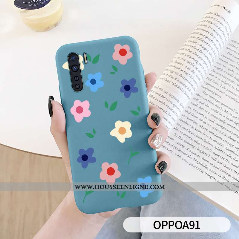 Coque Oppo A91 Silicone Protection Frais Tendance Téléphone Portable Étui Bleu