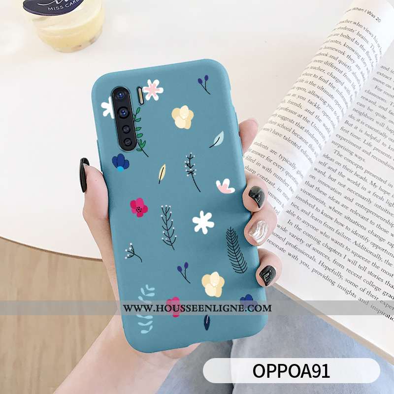 Coque Oppo A91 Silicone Protection Frais Tendance Téléphone Portable Étui Bleu