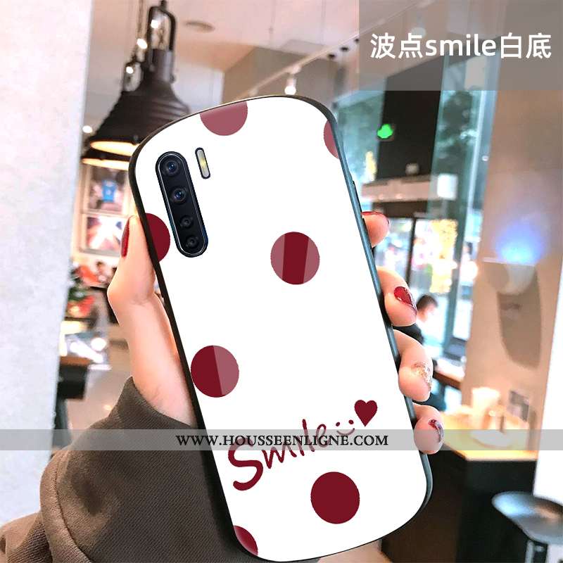Coque Oppo A91 Tendance Légère Point D'onde Amoureux Créatif Verre Blanche