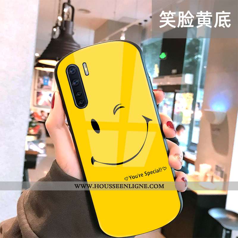 Coque Oppo A91 Tendance Légère Point D'onde Amoureux Créatif Verre Blanche