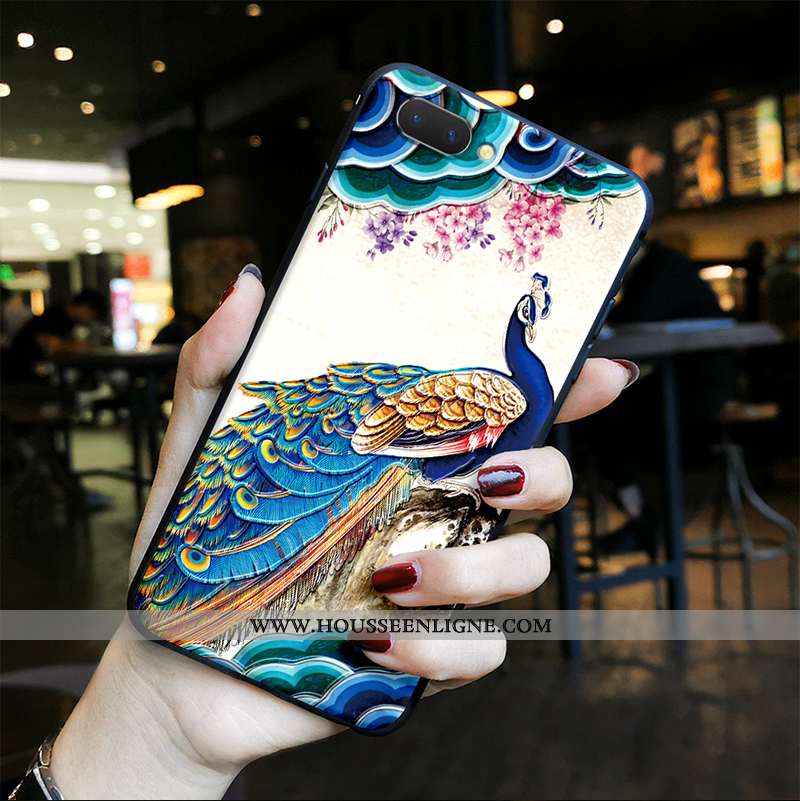 Coque Oppo Ax5 Gaufrage Vintage Ethnique Protection Téléphone Portable Paon Bleu