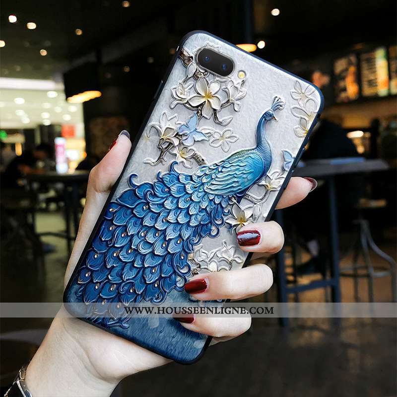 Coque Oppo Ax5 Gaufrage Vintage Ethnique Protection Téléphone Portable Paon Bleu