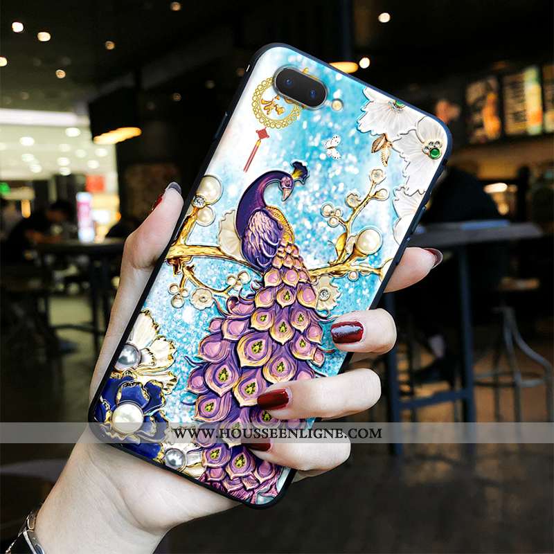 Coque Oppo Ax5 Gaufrage Vintage Ethnique Protection Téléphone Portable Paon Bleu