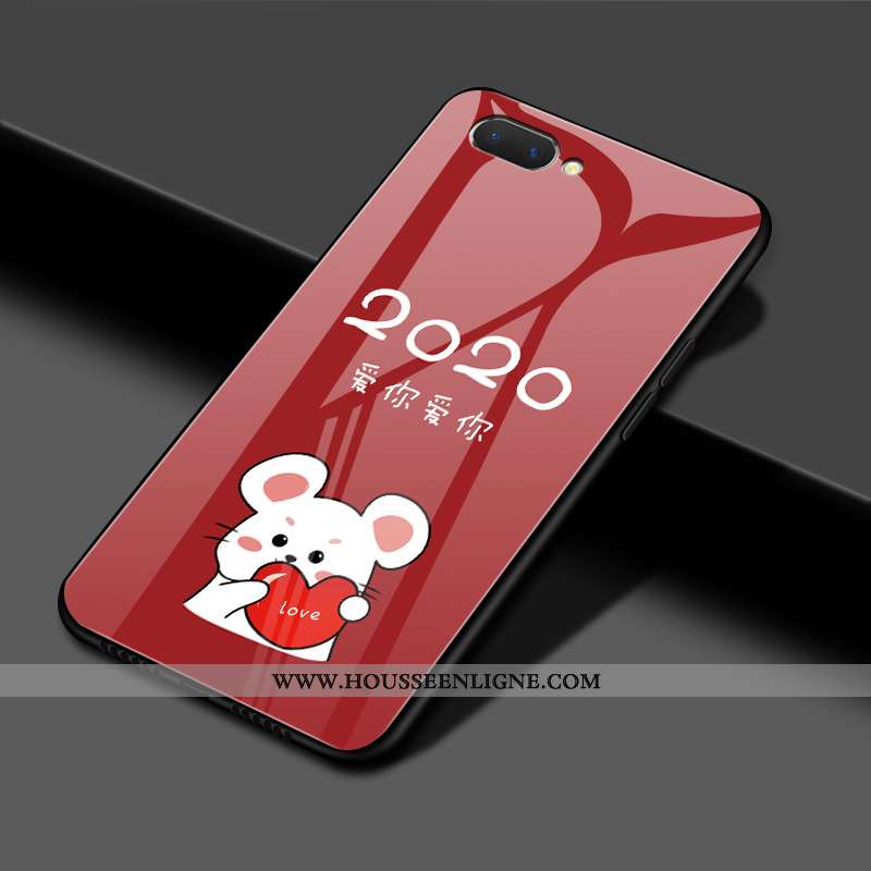 Coque Oppo Ax5 Protection Verre Étui Mode Rat Rouge Miroir Noir