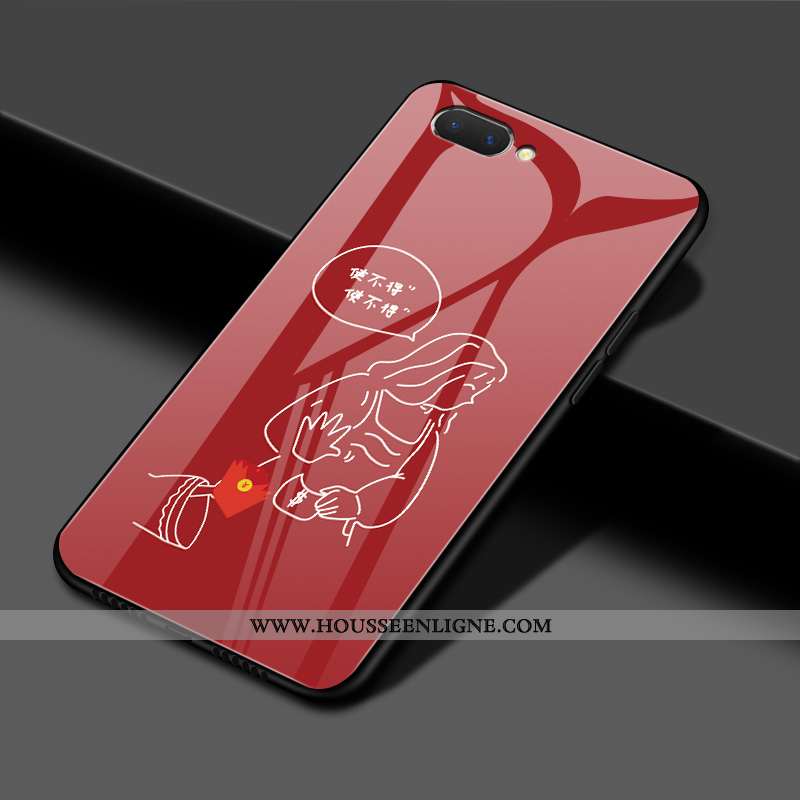Coque Oppo Ax5 Protection Verre Étui Mode Rat Rouge Miroir Noir