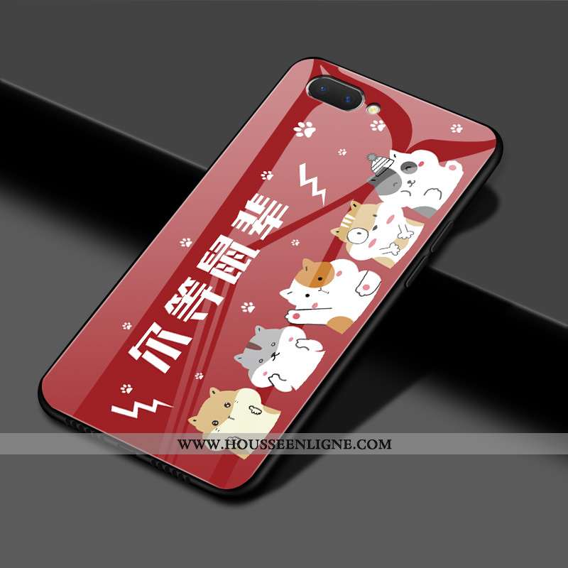 Coque Oppo Ax5 Protection Verre Étui Mode Rat Rouge Miroir Noir