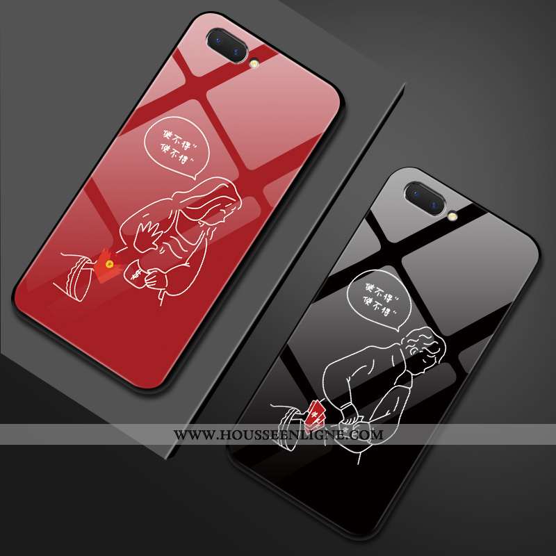 Coque Oppo Ax5 Protection Verre Étui Mode Rat Rouge Miroir Noir