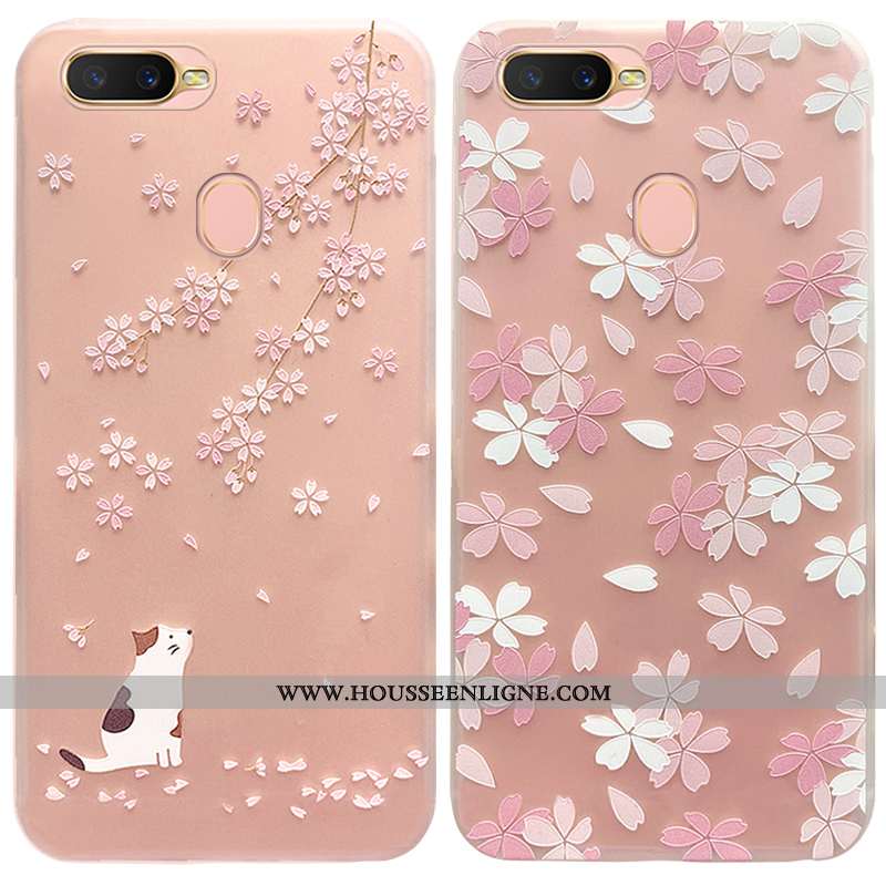 Coque Oppo Ax7 Légère Fluide Doux Rose Simple Transparent Ornements Suspendus Délavé En Daim
