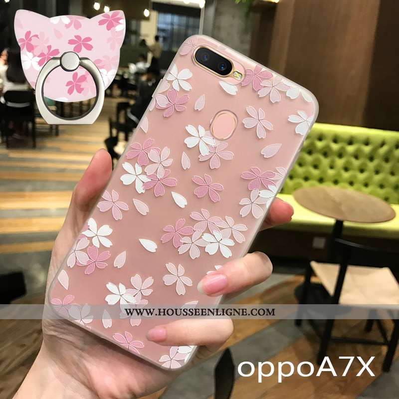 Coque Oppo Ax7 Légère Fluide Doux Rose Simple Transparent Ornements Suspendus Délavé En Daim